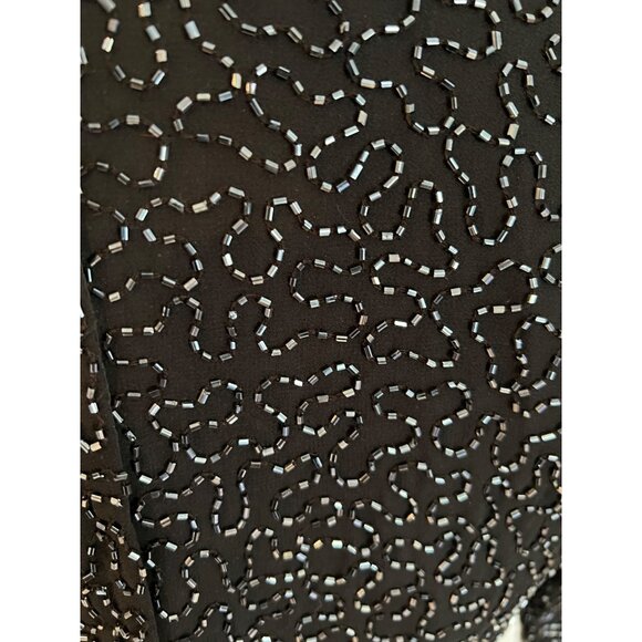 Vintage Leslie Fay Evenings Beaded Black Formal Blouse Women's Medium - Picture 5 of 8